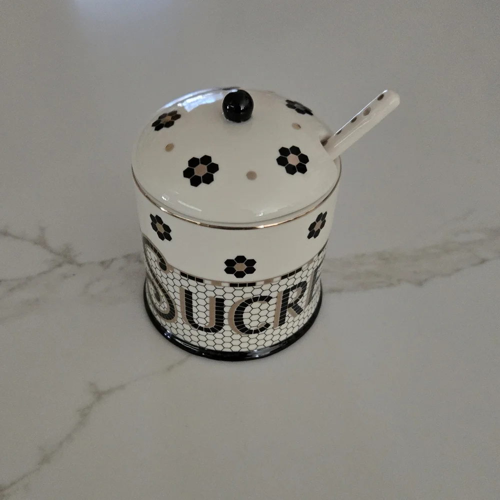 NEW Anthropologie Bistro Tile Sugar Bowl